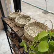 تصویر سبد حصیری دسته دار سه تیکه 