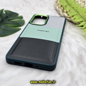 تصویر قاب گوشی Galaxy A73 سامسونگ اورجینال طرح چرمی کلاسیک HARD متال کیس سه خط رنگی کد 728 