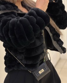 تصویر کت خز و چرم کد 06 - مشکی 