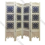 تصویر پاراوان چوبی برش لیزری دوجداره طلق رنگی کد 4009 ا Double-walled laser-cut wooden screen with color code 4009 Double-walled laser-cut wooden screen with color code 4009