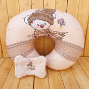 تصویر بالشت شیردهی U شکل 2 تکه مخمل میکرو چاپ درشت خرس شالگردن کرم 