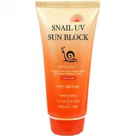 تصویر کرم ضد آفتاب حلزون جیگوت مدل اسنیل یووی سان بلاک با SPF50+ و PA+++ Jigott Snail UV Sun Block SPF5 