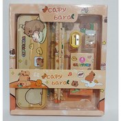 تصویر پک هدیه لوازم تحریر مدل 7 تکه (فروش به صورت عمده) - کاپی بارا قهوه ای 7-piece stationery gift pack