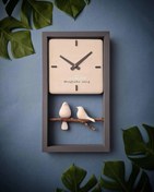 تصویر ساعت دیواری m۲۵ عمودی قاب رنگی - طوسی سفید 