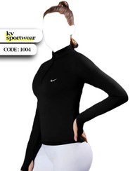 تصویر تیشرت نیم زیپ فینگردار ورزشی زنانه Nike کد 0012 Nike womens half zip tshirt with fingers code 0012