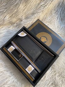 تصویر ست کیف و کمربند چرم مصنوعی مشکی 