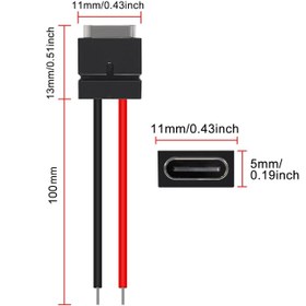 تصویر کانکتور مادگی Type-c ضد آب 2 سیم 
