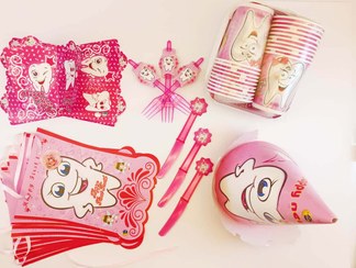 تصویر پک تم دندونی دخترانه کامل و شاد صورتی 