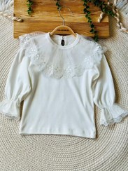 تصویر بلوز یقه توری کد 10052 