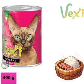 تصویر کنسرو پته ای گربه وکسی طعم گوشت و برنج 400 گرمی VEXI Cat adult With lamb 400 ML