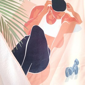 تصویر حوله ایروبیک و بدنسازی طرح دراز نشست 