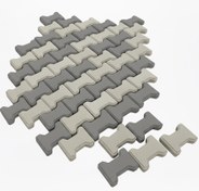 تصویر سنگ فرش قفلی مینیاتوری طوسی در دو سایز 1.12 و 1.24 2x1x0.6 cm