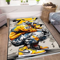 تصویر فرش جاپی خفن مناسب برای اتاق پسر طرح ورزشکار زرد پوش FM-1478 
