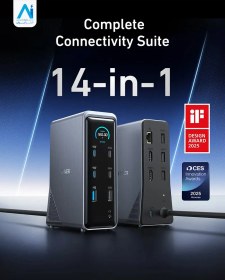 تصویر هاب شارژ و تصویر 14 پورت انکر Anker Prime 14-in-1 Charger Docking Station with 160W Max Output, Dual 4K Displays - مدل A83B6 