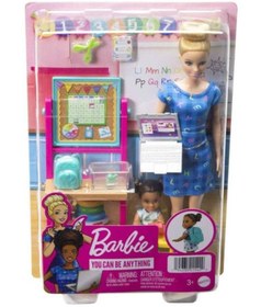 تصویر ست بازی عروسک معلم مهدکودک باربی برند mattel Barbie Kindergarten Teacher Doll Playset