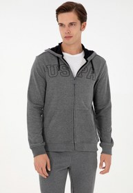 تصویر هودی مردانه خاکستری تیره یو اس پولو 