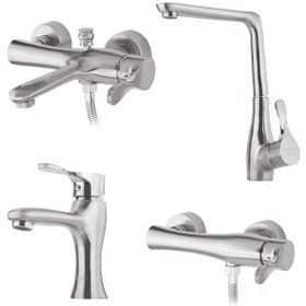 تصویر ست شیرآلات جزیره مدل یاتو کروم Jazire faucet set Yato