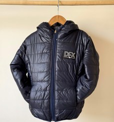 تصویر کاپشن سرمه ای تیره کلاه دار ضد آب بچگانه برند وارداتی Dfx مناسب 4 تا 10 سال - سایز۲ 