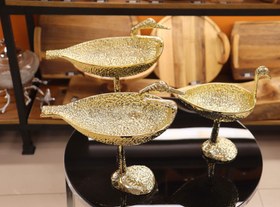 تصویر ست ظرف سه عددی آلومینیومی مدل قو رنگ سیلور و طلایی - سیلور 