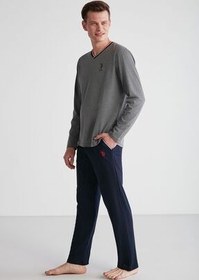 تصویر U.S. Polo Assn. پایه. POLO ASSN. ست لباس خواب مردانه یقه V مدل 18752 