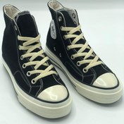 تصویر کتونی مردانه و زنانه آل استار ساقدار مشکی رویه کتان درجه یک All star