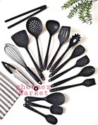 تصویر سرویس کفگیر و ملاقه سیلیکونی خالدار شنگیا 