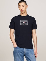 تصویر تی‌شرت مردانه با گرافیک بزرگ و آستین کوتاه - نخی، آبی برند Tommy Hilfiger Men's Big Graphic Short Sleeve T-Shirt - Cotton, Blue