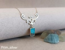 تصویر گردنبند اسلیمی همراه با سنگ فیروزه اصل 