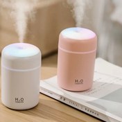 تصویر دستگاه بخور سرد Humidifier H20 - صورتی پاستیلی Portable Mini Humidifier, Colorful, Cool Mist, USB Powered. Perfect for Bedroom, Office & Car (300ml, White)