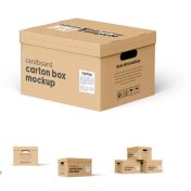 تصویر موکاپ جعبه کارتن مقوایی 
