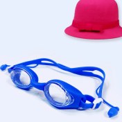 تصویر عینک استخر زنانه و مردانه گوشگیر دار چسبیده و ضد بخار آبی رنگ اسپیدو ( Speedo ) 