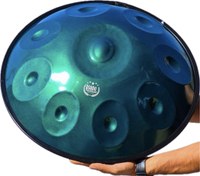 تصویر هنگدرام فولاد نیتراید الگادو 9 نت مدل ر مینور – رنگ آبی دریایی Elgado Nitrided Steel Handpan – D Minor 9 Notes