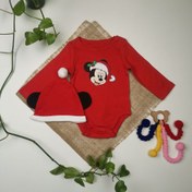 تصویر ست بادی و کلاه نوزادی پسرانه آستین بلند برند fox and bunny طرح میکی موس قرمز رنگ - 6 تا 9 ماه | فروشگاه نام نیکو 