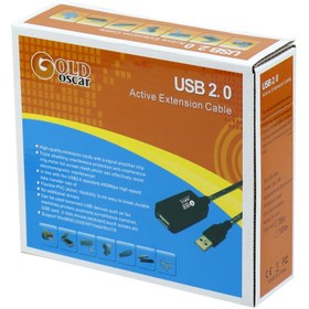 تصویر کابل افزایش طول Gold Oscar USB 10m پک دار ا Gold Oscar 10m Male to USB Female Cable Gold Oscar 10m Male to USB Female Cable