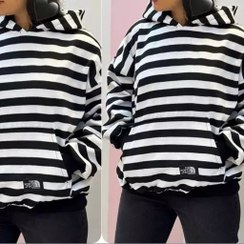 تصویر هودی راه راه زنانه سایز ۳۸ تا ۴۶ کلاهدار 