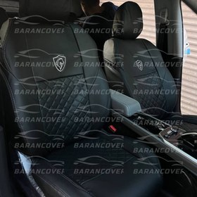 تصویر روکش صندلی ری را چرم مشکی طوسی 