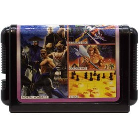 تصویر کارتریج چهار لبه بازی مورتال کامبت و کیکس نهایی و گلدن اکس و شطرنج سگا کد KE1902 Sega Games 4in1 KE1902