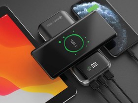 تصویر پاور بانک و شارژر وایرلس مومکس Momax iPower Air2+ IP92W Wireless Charger 20000mAh Power Bank 