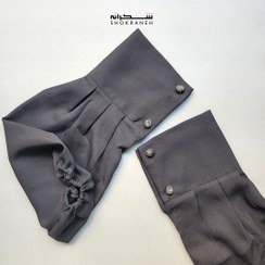 تصویر ساق دست کرپ حریر طوسی تیره بسیار با کیفیت، با دوام