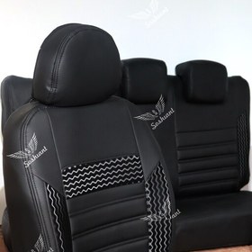تصویر روکش صندلی چرم سوشیانت مدل الوند مناسب برای پژو 206 و 207 مشکی 