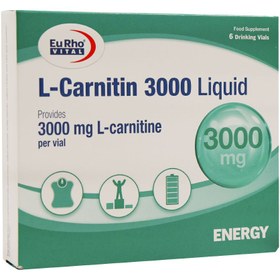 تصویر ویال ال کارنیتین 3000 میلی گرم یوروویتال 6 عددی Eurhovital L Carnitin 3000 Liquid 6 Vials