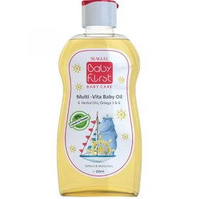 تصویر روغن بچه گیاهی مولتی ویتا Baby First حجم 200میل بیبی فرست Seagull Baby First Multi Vita Baby Oil 200ml