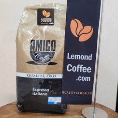 تصویر دانه قهوه امیکو کوالیتا اورو اسپرسو ایتالیانو (طلایی) 1 کیلویی Amico Caffe Qualita Oro Espresso Italiano 