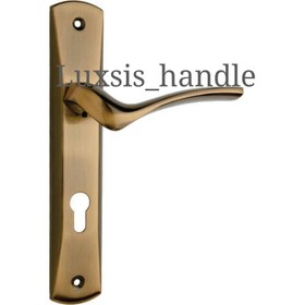 تصویر دستگیره یک تکه همراه با قفل و توپی - مشکی 