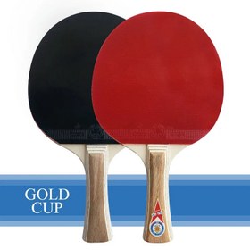تصویر راکت پینگ پنگ گلد کاپ تکی دسته شطرنجی ا Racket Gold Cup Ping Pong Racket Gold Cup Ping Pong