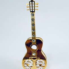 تصویر مجسمه مینیمال گیتار ورق طلا guitar gold