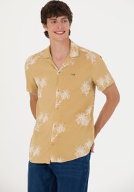 تصویر پیراهن مردانه طرحدار راحت شتری یو اس پولو 