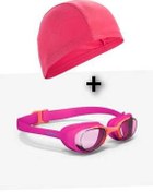 تصویر عینک شنا دخترانه و پسرانه بچگانه شناگر کودکان صورتی نارنجی شیشه شفاف اندازه M BONUS Decathlon 