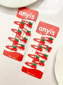 تصویر گیره تق تقی گیلاسی جفتی کد ۲۷۳۴ Cherry hair clip