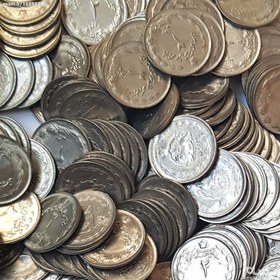 تصویر 100 عدد سکه 2 ریالی محمد رضا پهلوی بانکی و در حد 